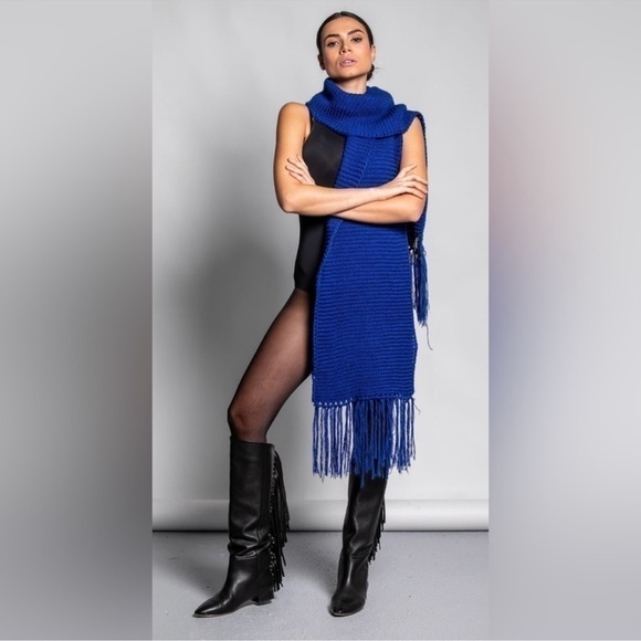 Saint Laurent Dana Black Leather Fringe Studded Knee High Boots Size 35 $1890 - Picture 3 of 15